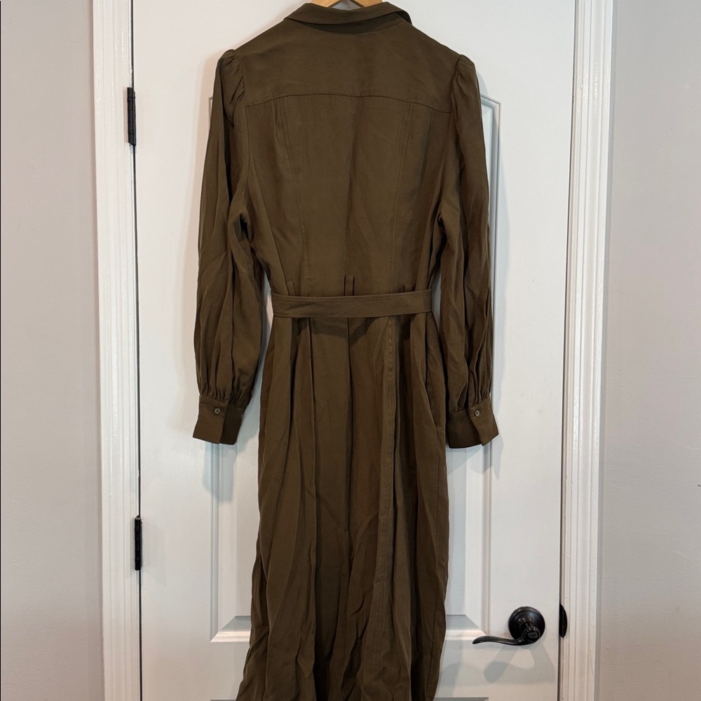 NORDSTROM Classic Olive Long Sleeve Belted Dress Size XL - Picture 10 of 10